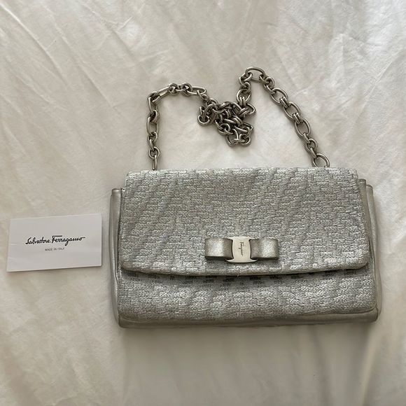 Ferragamo silver shoulder viva bag shoulder bag - Picture 3 of 17